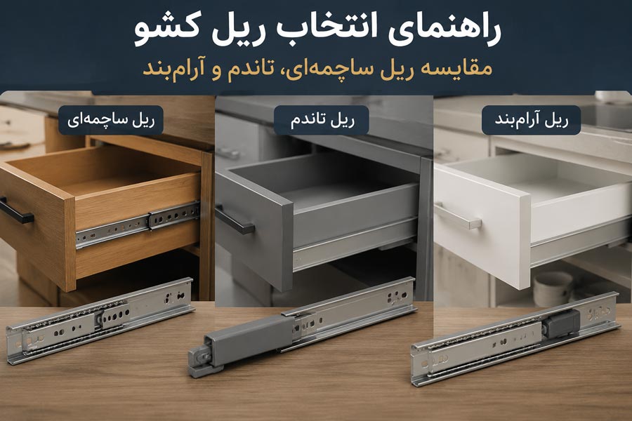 راهنمای انتخاب ریل کشو و مقایسه ریل ساچمه‌ای، تاندم و آرام‌بند